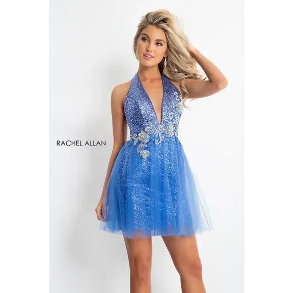 Rachel Allan | Dresses | Rachel Allan 462 Plunging Neck Embellished Prom  Homecoming Dress Size 2 Blue